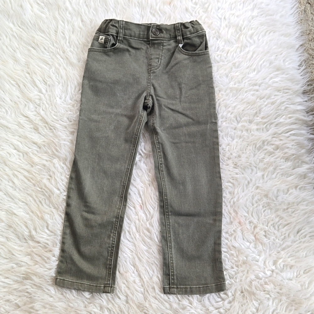 Easy Peasy Boys Greenish Gray Straight Leg Cargo Jeans